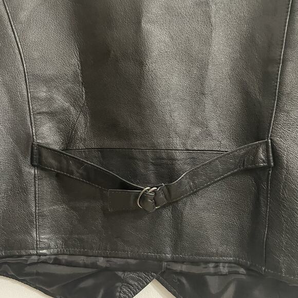 Excelled Collection Vest Men Size XL Black Genuine Leather Motorcycle Biker Moto - Picture 4 of 9